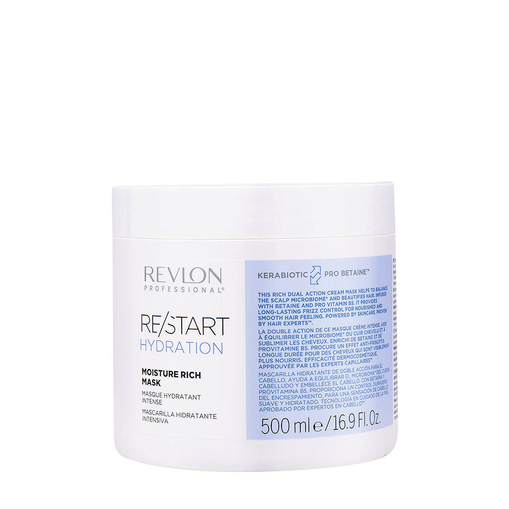 Revlon Restart Hydration Maschera Ricca Idratante 500ml per Capelli Secchi e Crespi