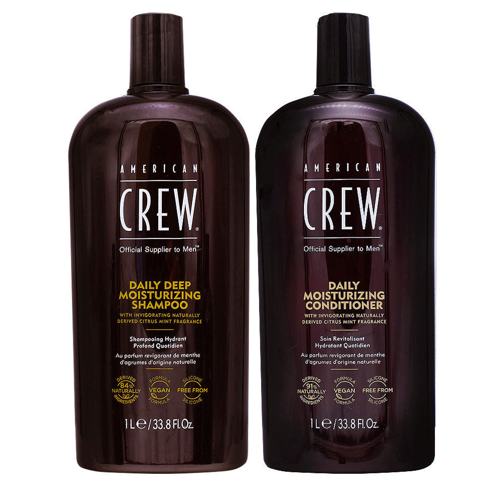 Kit Doppia Azione American Crew Shampoo e Balsamo Idratante Profondo 1000ml